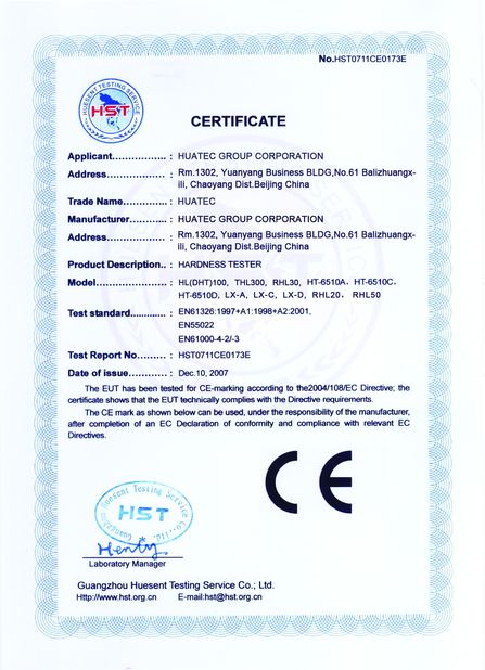 CHINA HUATEC GROUP CORPORATION certificaten